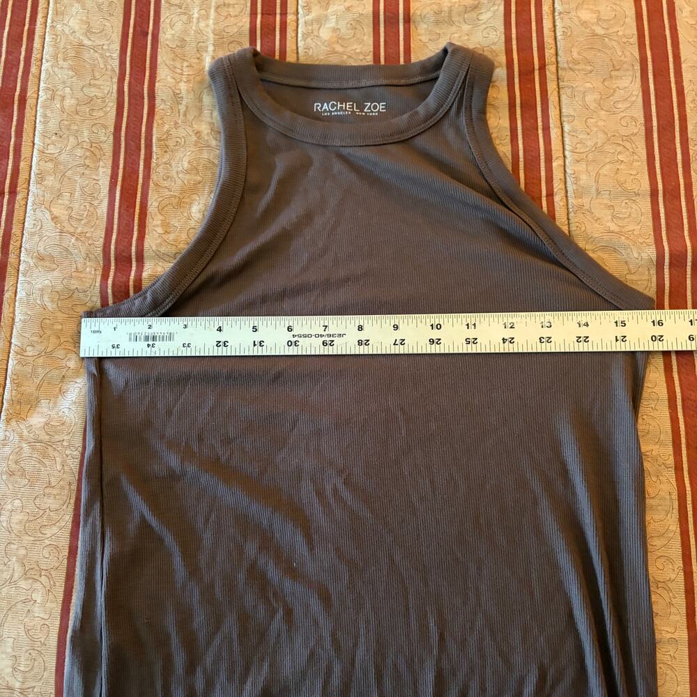 Rachel Zoe Ribbed Fitted Tank Top Mocha Brown Size Medium - Picture 6 of 7